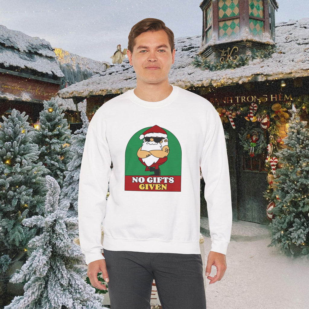 Crewneck Sweatshirt — 'No Gifts Given' Funny Santa Christmas Pullover Sweater