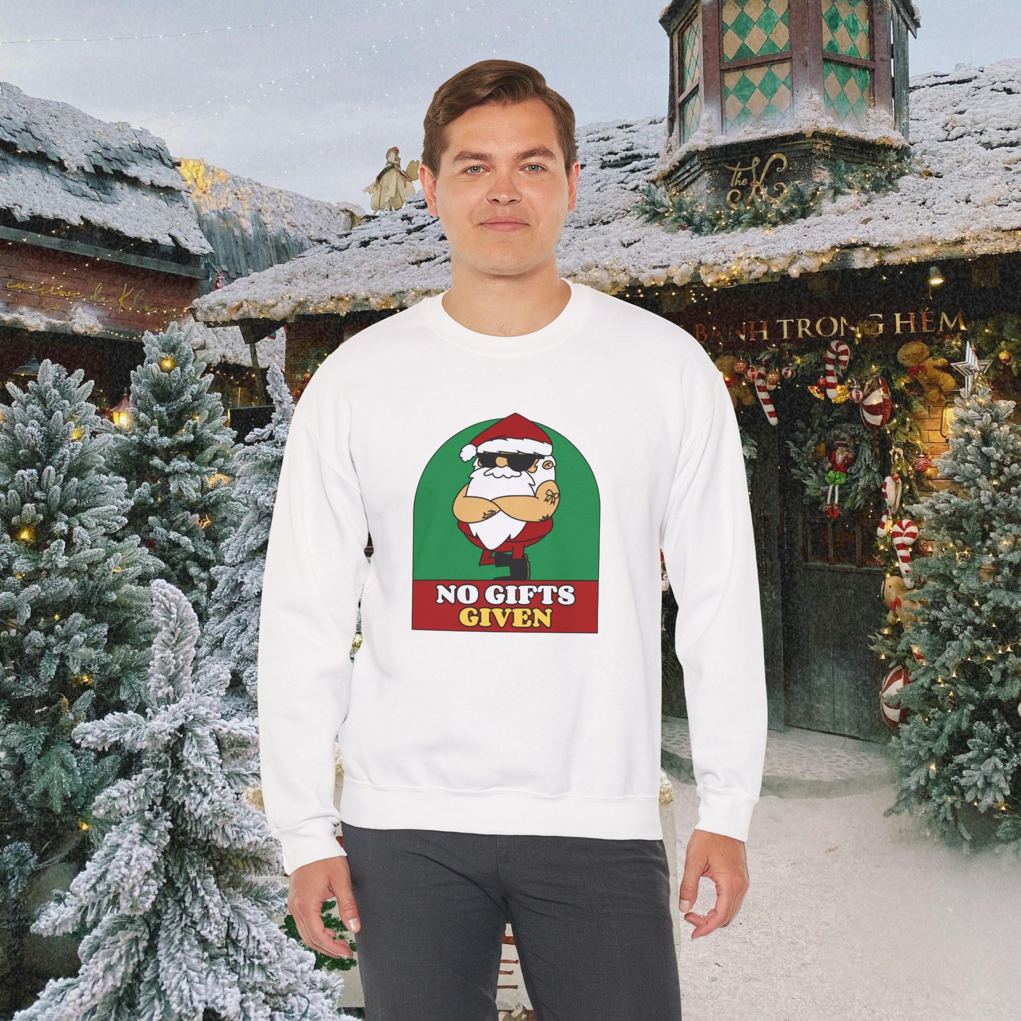 Crewneck Sweatshirt — 'No Gifts Given' Funny Santa Christmas Pullover Sweater