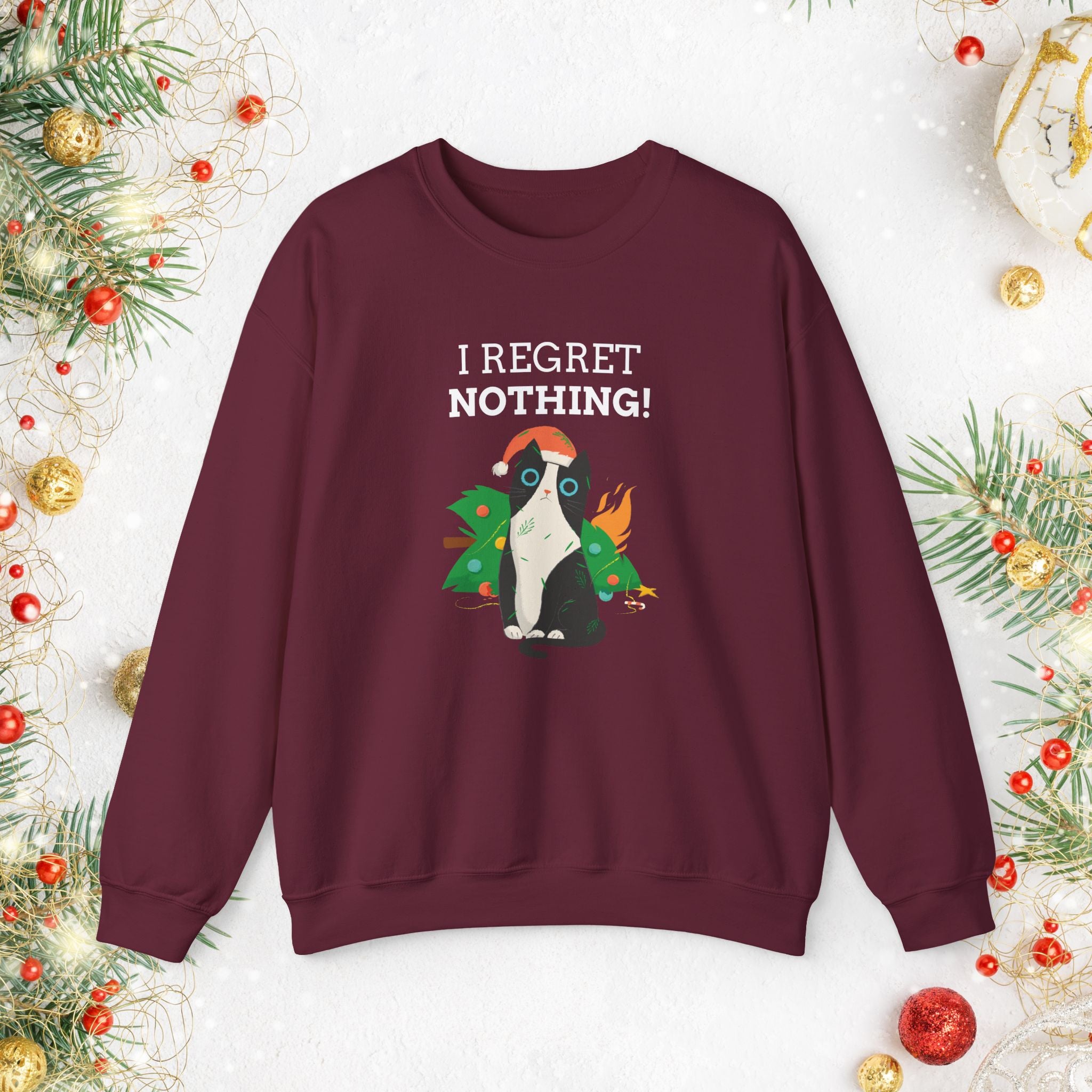Meowy Christmas Cat Sweatshirt - Cute Holiday Cat Crewneck