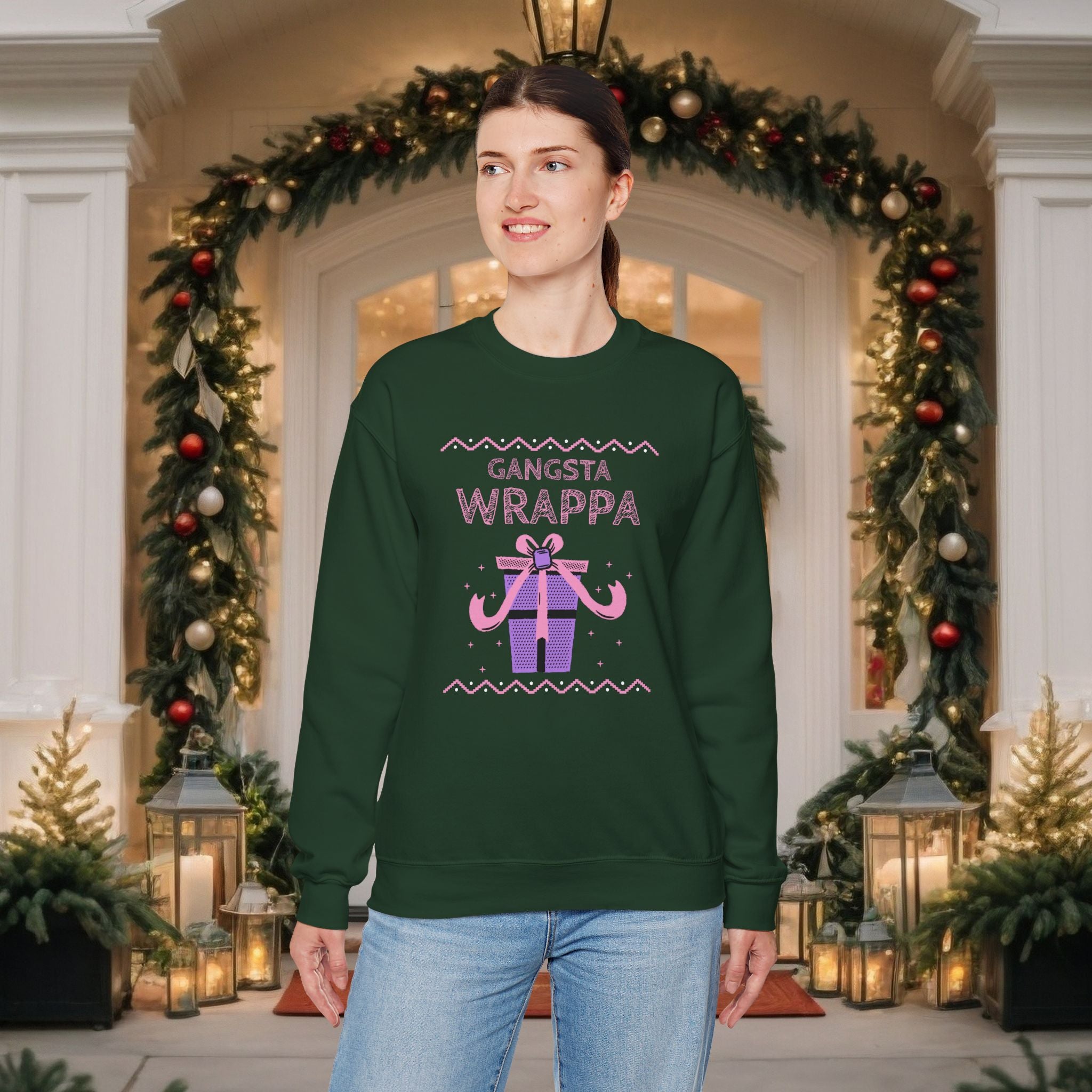 Gangsta Wrappa Christmas Sweatshirt — Funny Holiday Gift Sweater