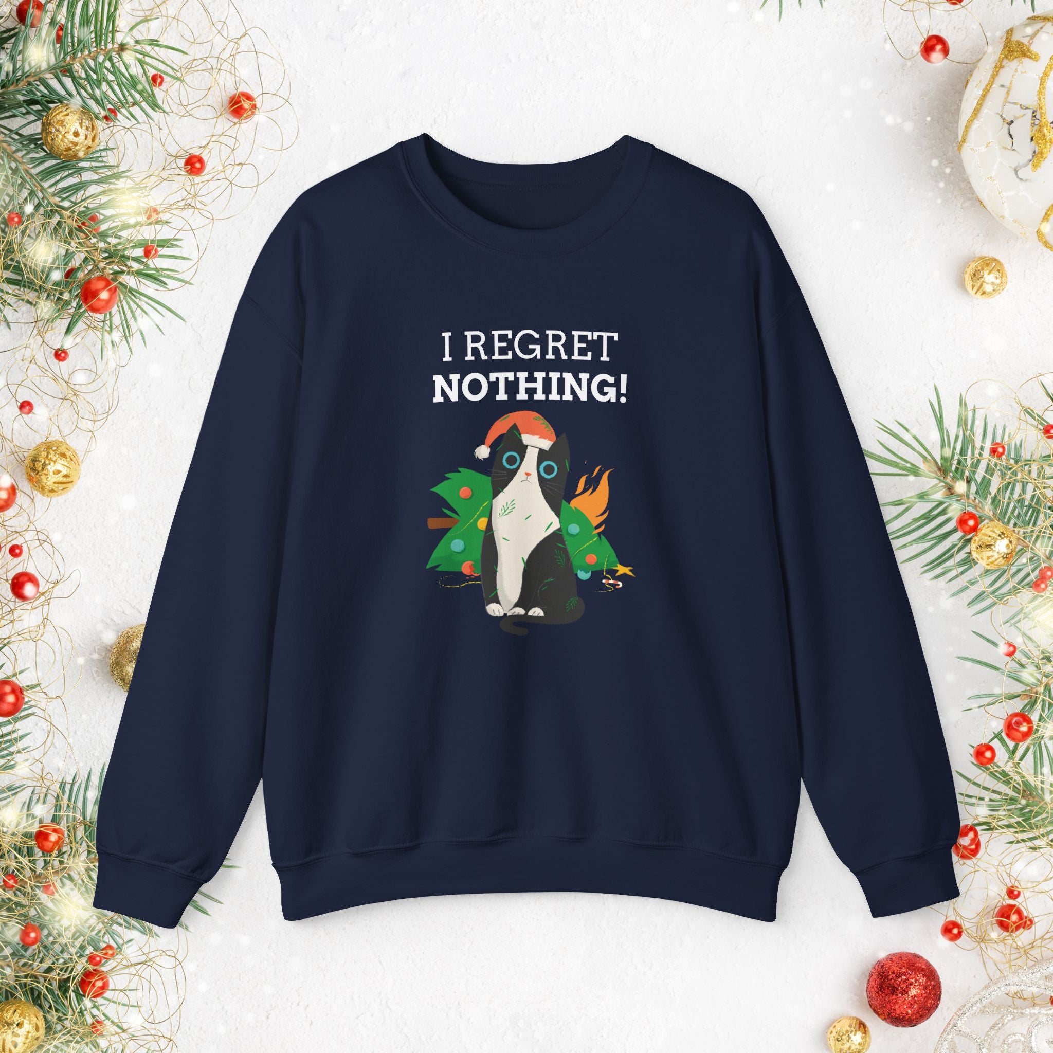 Meowy Christmas Cat Sweatshirt - Cute Holiday Cat Crewneck