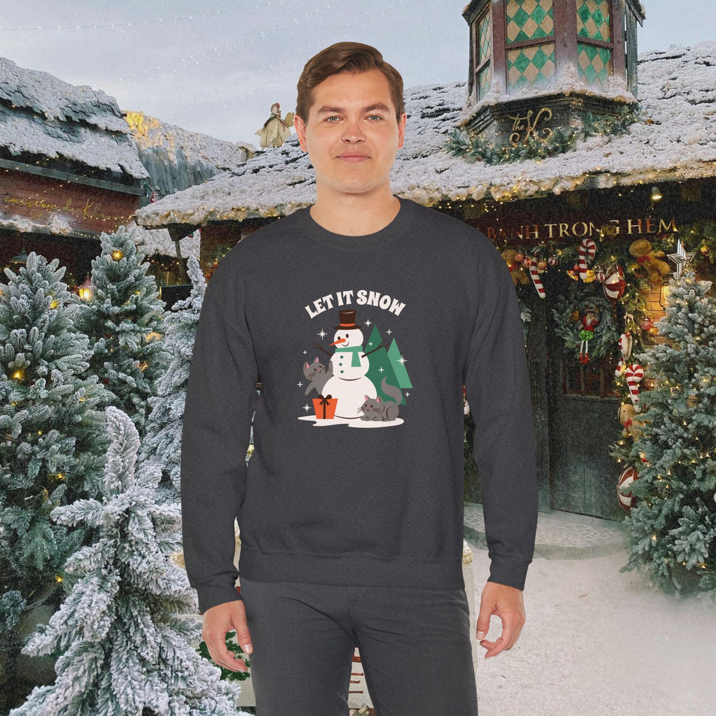 Let It Snow Snowman Sweatshirt – Holiday Cat & Dog Christmas Crewneck