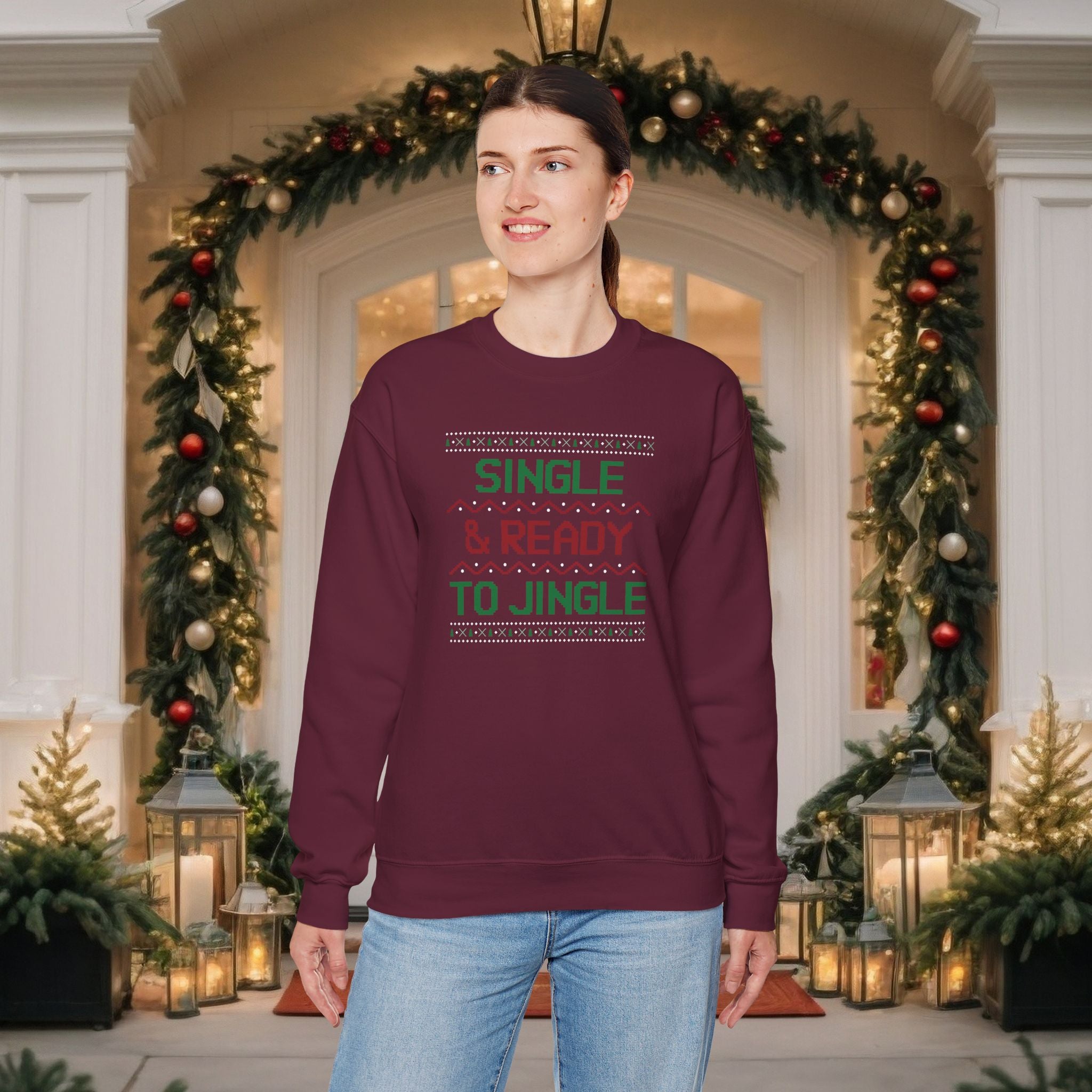 Single & Ready To Jingle Sweatshirt — Funny Christmas Holiday Crewneck