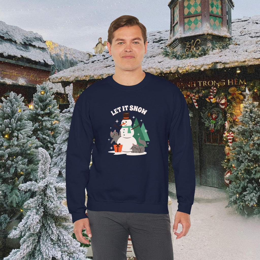 Let It Snow Snowman Sweatshirt – Holiday Cat & Dog Christmas Crewneck