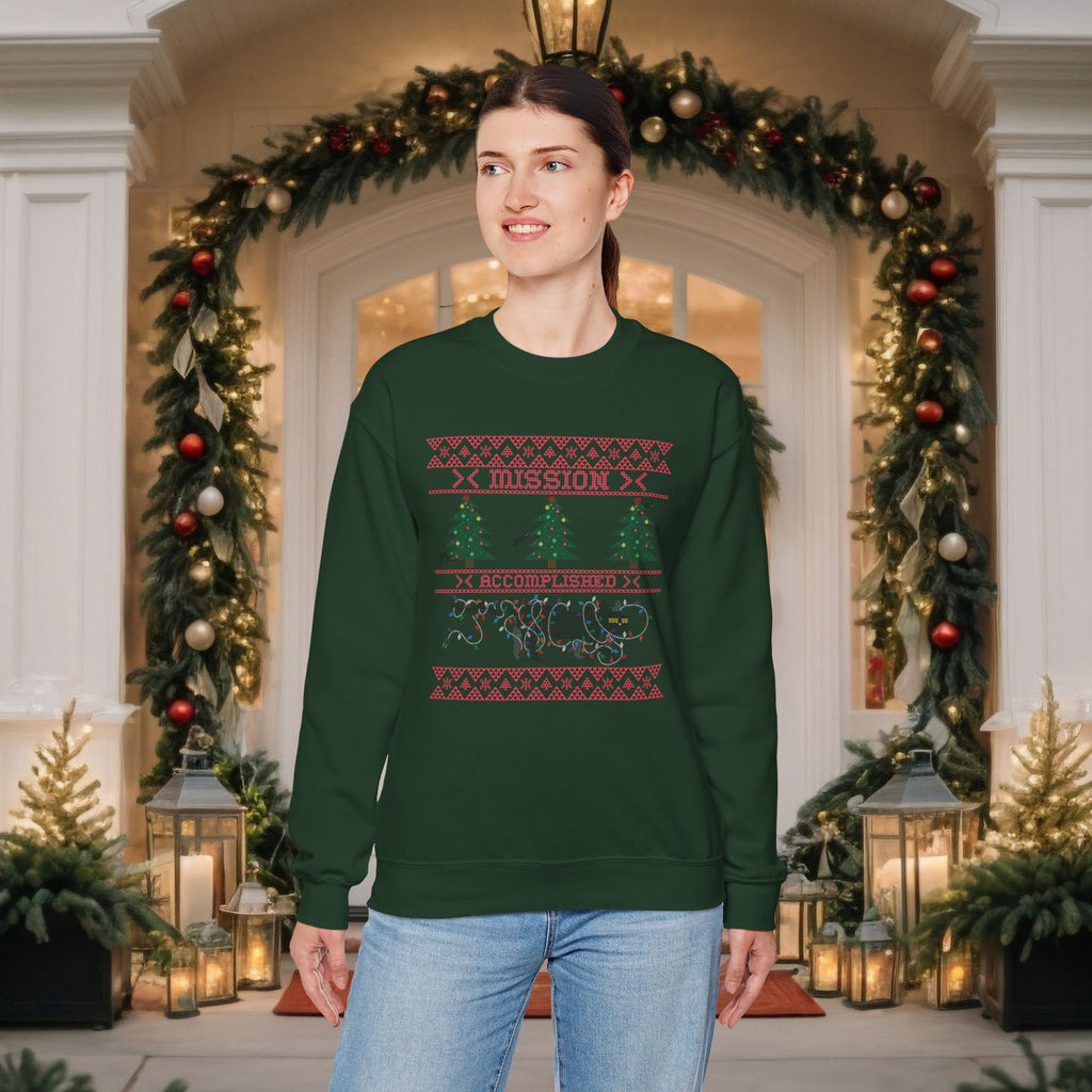 Holiday Cat Sweatshirt — 'Mission Accomplished' Funny Cat Christmas Sweater Design