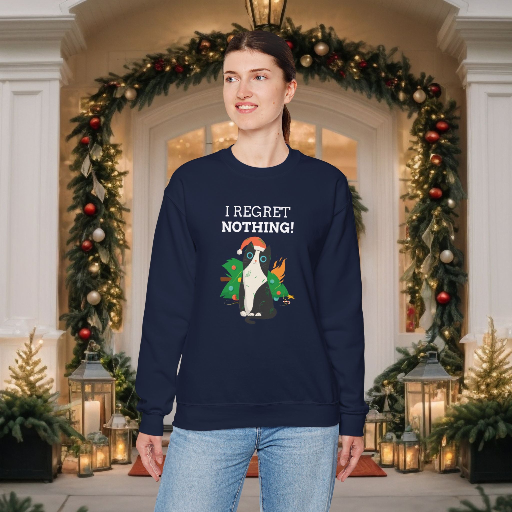 Meowy Christmas Cat Sweatshirt - Cute Holiday Cat Crewneck