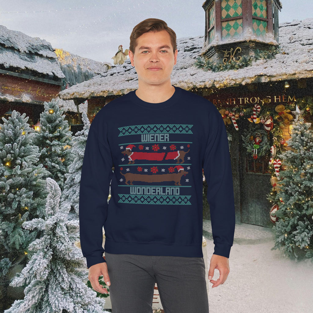 Dachshund Holiday Crewneck Sweatshirt — Cute Wiener Dog Christmas Sweater