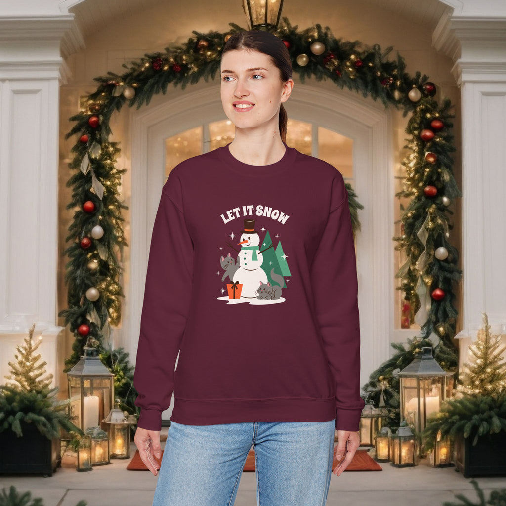 Let It Snow Snowman Sweatshirt – Holiday Cat & Dog Christmas Crewneck